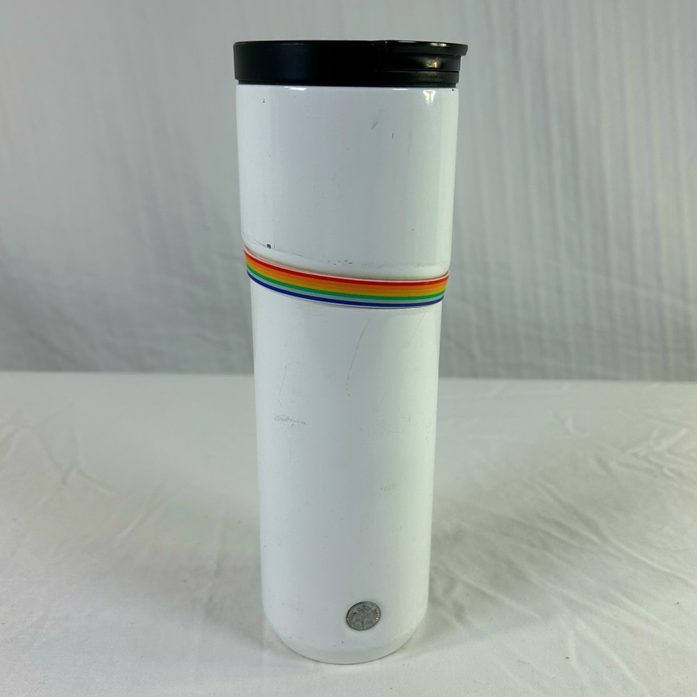 Starbucks 16 oz 2020 Rainbow Band Pride White Stainless Steel Vacuum Tumbler
